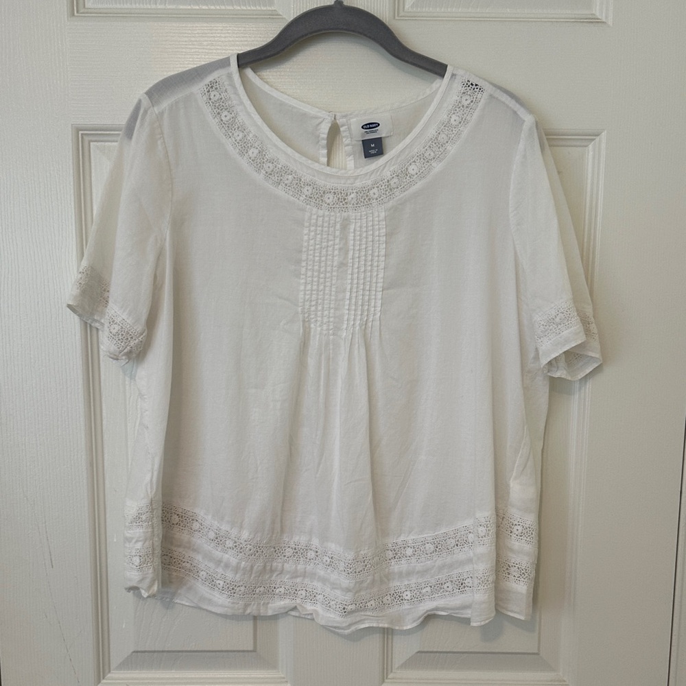 Old Navy Women's White Lace Accent Blouse
